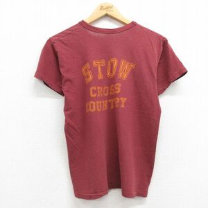 M/古着 ラッセル 半袖 ビンテージ Tシャツ メンズ 70s STOW ウィングフット コットン クルーネック エンジ 23jun17 中古