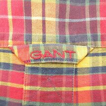 XL/古着 GANT 長袖 シャツ メンズ 90s オックスフォード 大きいサイズ ロング丈 コットン ボタンダウン 黄他 イエロー チェック 23sep1_画像4