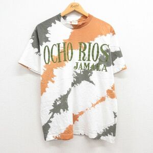 L/古着 半袖 ビンテージ Tシャツ メンズ 90s OCHORIOS ジャマイカ クルーネック 白他 ホワイト 23jul07 中古