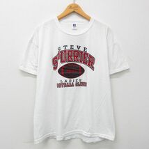 XL/古着 ラッセル 半袖 ビンテージ Tシャツ メンズ 00s スティーヴスパリアー フットボール 大きいサイズ クルーネック 白 ホワイト 23_画像1