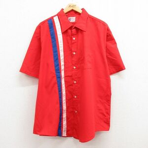 XL/古着 レッドキャップ 半袖 ワーク シャツ メンズ 80s 大きいサイズ ロング丈 赤他 レッド 23mar31 中古 トップス