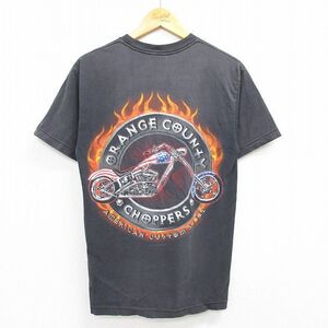 M/古着 半袖 ビンテージ Tシャツ メンズ 00s オレンジカウンティチョッパーズ バイク クルーネック 黒 ブラック 22jun07 中古