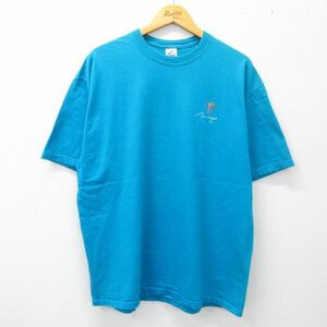 XL/古着 半袖 ビンテージ Tシャツ メンズ 90s ヤシの木 ミラージュ コットン クルーネック 水色 23apr22 中古