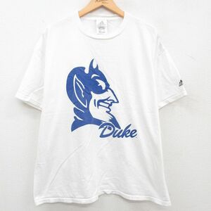 XL/古着 アディダス adidas 半袖 ビンテージ Tシャツ メンズ 00s Duke 大きいサイズ コットン クルーネック 白 ホワイト 23jul14 中古