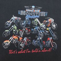 XL/古着 半袖 ビンテージ Tシャツ メンズ 00s バイク スカル モンスターチョッパーズ 大きいサイズ コットン クルーネック 黒 ブラック_画像2