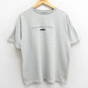 L/古着 半袖 ビンテージ Tシャツ メンズ 90s コロラドルーキーズ 刺繍 クルーネック グレー 霜降り 23jul17 中古