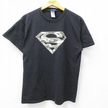 L/古着 半袖 ビンテージ Tシャツ メンズ 00s DCコミックス スーパーマン コットン クルーネック 黒 ブラック 23jul03 中古_画像1