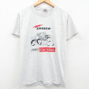 M/古着 ヘインズ 半袖 ビンテージ Tシャツ メンズ 90s 車 ANDREW クルーネック グレー 霜降り spe 23aug04 中古