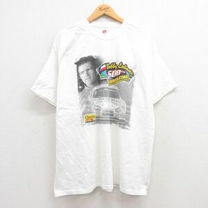 XL/古着 ヘインズ 半袖 ビンテージ Tシャツ メンズ 00s レーシングカー ボビーラボンテ 大きいサイズ コットン クルーネック 白 ホワイ