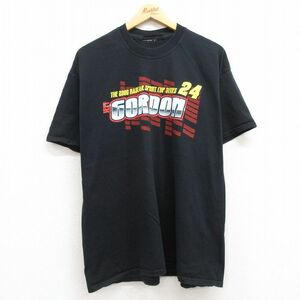 XL/古着 半袖 ビンテージ Tシャツ メンズ 00s ジェフゴードン レーシングカー NASCAR クルーネック 黒 ブラック 23jun28 中古