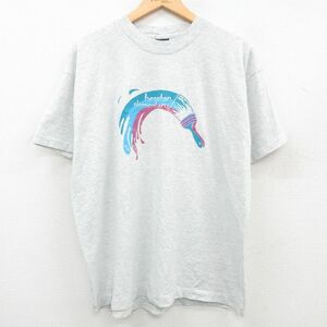 XL/古着 半袖 ビンテージ Tシャツ メンズ 90s ペンキ クルーネック 薄グレー 霜降り 23jul11 中古