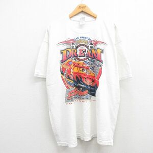 XL/古着 半袖 ビンテージ Tシャツ メンズ 00s レーシングカー 大きいサイズ コットン クルーネック 白 ホワイト 23jun07 中古