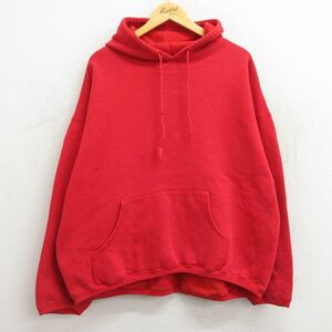 XL/古着 マルボロ 長袖 スウェット パーカー メンズ 90s 無地 大きいサイズ 赤 レッド 23may27 中古 スエット トレーナー トップス