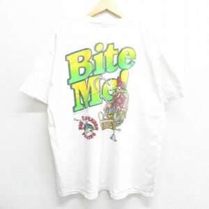 XL/古着 半袖 ビンテージ Tシャツ メンズ 90s ビッグジョンソン 魚 釣り 大きいサイズ コットン クルーネック 白 ホワイト spe 23jul21