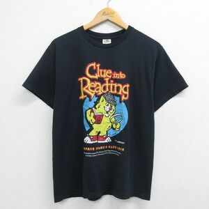 M/古着 半袖 ビンテージ Tシャツ メンズ 00s ネコ 探偵 クルーネック 黒 ブラック spe 23jul22 中古