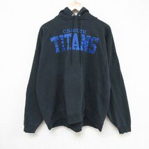 XL/古着 ヘインズ Hanes 長袖 スウェット パーカー メンズ 00s CB SOUTH TITANS 刺繍 大きいサイズ 黒 ブラック 23nov06 中古 スエット_画像1