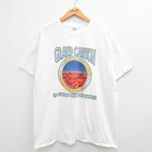 XL/古着 半袖 ビンテージ Tシャツ メンズ 00s グランドキャニオン大峡谷 コットン クルーネック 白 ホワイト 23jul26 中古