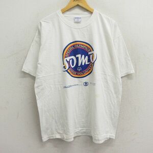 XL/古着 半袖 ビンテージ Tシャツ メンズ 90s SOMO スペシャルオリンピックス ボランティア 大きいサイズ コットン クルーネック 白 ホ