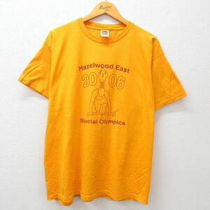 XL/古着 半袖 ビンテージ Tシャツ メンズ 00s オリンピック ヘーゼルウッド クルーネック 黄 イエロー 23aug01 中古