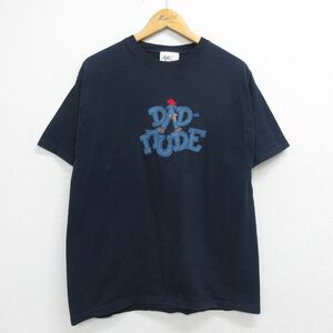 L/古着 半袖 ビンテージ Tシャツ メンズ 00s DAD ITUDE コットン クルーネック 濃紺 ネイビー 23sep02 中古