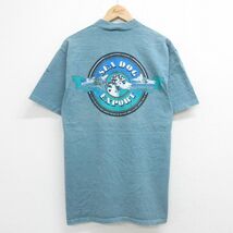 L/古着 半袖 ビンテージ Tシャツ メンズ 90s 犬 ダルメシアン SEA DOG コットン クルーネック 青緑 spe 23sep02 中古_画像1