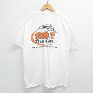 XL/古着 半袖 ビンテージ Tシャツ メンズ 90s The Cat ネコ クルーネック 白 ホワイト 23apr25 中古