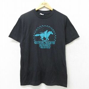 L/古着 ヘインズ 半袖 ビンテージ ロック バンド Tシャツ メンズ 80s マイケルマーティンマーフィー クルーネック 黒 ブラック 23aug18