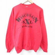 XL/古着 ヘインズ Hanes 長袖 スウェット メンズ 00s ウィスコンシン クルーネック 赤 レッド 23dec11 中古 スエット トレーナー トッ_画像1