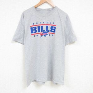 XL/古着 半袖 Tシャツ メンズ NFL バッファロービルズ 大きいサイズ クルーネック グレー 霜降り アメフト スーパーボウル 23jul01 中