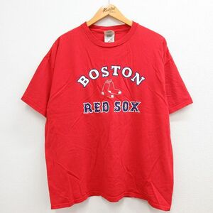 XL/古着 アディダス adidas 半袖 ビンテージ Tシャツ メンズ 00s MLB ボストンレッドソックス コットン クルーネック 赤 レッド メジャ