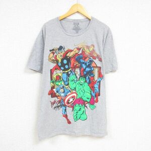 XL/古着 半袖 Tシャツ メンズ マーベル マイティソー アントマン 大きいサイズ クルーネック グレー 霜降り 23jun08 中古