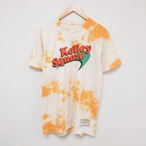 L/古着 半袖 Tシャツ メンズ Kellry Square クルーネック 薄オレンジ タイダイ 23jul04 中古