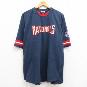 XL/古着 リー Lee 半袖 ビンテージ Tシャツ メンズ 00s NATIONALS 野球 大きいサイズ ラグラン クルーネック 紺他 ネイビー 23mar31 中