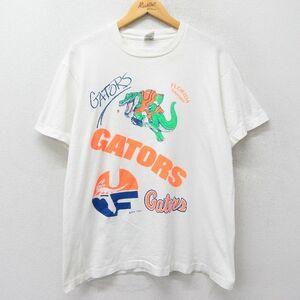 XL/古着 フルーツオブザルーム 半袖 ビンテージ Tシャツ メンズ 90s フロリダゲーターズ コットン クルーネック 白 ホワイト spe 23aug