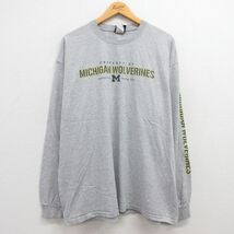 XL/古着 長袖 ビンテージ Tシャツ メンズ 00s ミシガンウルヴァリンズ 大きいサイズ クルーネック グレー 霜降り 23jul28 中古_画像1