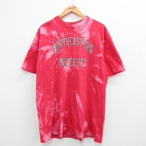 XL/古着 チャンピオン champion 半袖 ビンテージ Tシャツ メンズ 90s ノースイースタン大学 コットン クルーネック 赤他 レッド ブリー