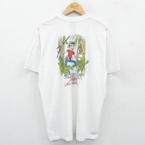 XL/古着 半袖 ビンテージ Tシャツ メンズ 90s mission 冒険 クルーネック 白 ホワイト 23may12 中古