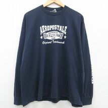 XL/古着 AEROPOSTALE エアロポステール 長袖 ビンテージ Tシャツ メンズ 00s 大きいサイズ コットン クルーネック 紺 ネイビー 23jun22_画像1