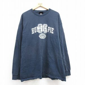 XL/古着 長袖 ビンテージ Tシャツ メンズ 00s HUMBLE PIE 大きいサイズ コットン クルーネック 紺 ネイビー 23jan27 中古