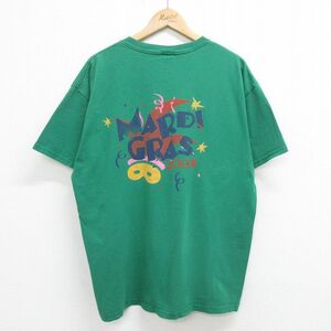 XL/古着 半袖 ビンテージ Tシャツ メンズ 00s マルディグラス 大きいサイズ コットン クルーネック 緑 グリーン 23aug28 中古