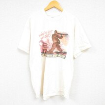 XL/古着 ヘインズ Hanes 半袖 Tシャツ メンズ ミリタリー 銃 コットン クルーネック 生成り 23aug26 中古_画像1