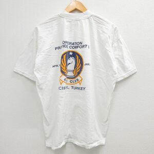 XL/古着 半袖 ビンテージ Tシャツ メンズ 90s プロバイドコンフォート作戦 トルコ 大きいサイズ クルーネック 白 ホワイト 23may11 中