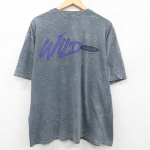 XL/古着 半袖 ビンテージ Tシャツ メンズ 90s WILD 大きいサイズ クルーネック グレー系 23aug29 中古