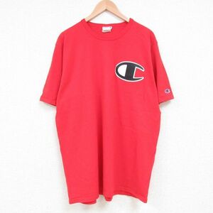 XL/古着 チャンピオン Champion 半袖 ブランド Tシャツ メンズ ビッグロゴ 大きいサイズ コットン クルーネック 赤 レッド 23jul14 中