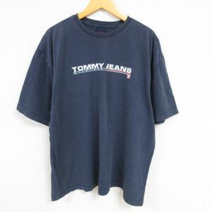 XL/古着 トミーヒルフィガー TOMMY HILFIGER トミージーンズ 半袖 ブランド Tシャツ メンズ ビッグロゴ 大きいサイズ コットン クルー