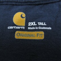 XL/古着 カーハート Carhartt 半袖 ブランド Tシャツ メンズ 胸ポケット付き 大きいサイズ ロング丈 コットン クルーネック 黒 ブラッ_画像3