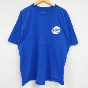 L/古着 半袖 Tシャツ メンズ ミラーライト ビール 酒 クルーネック 青 ブルー 23apr08 中古