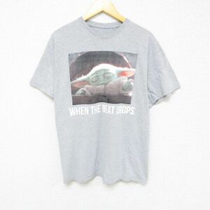 L/古着 半袖 Tシャツ メンズ ドラマ スターウォーズ STAR WARS マンダロリアン ザチャイルド グローグー クルーネック グレー 霜降り 2