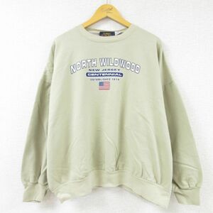 XL/古着 長袖 スウェット メンズ 00s ニュージャージー 大きいサイズ クルーネック 薄緑 グリーン 23may31 中古 スエット トレーナー