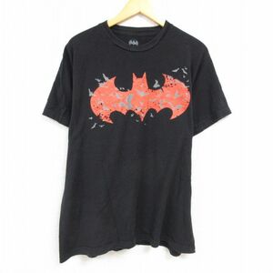 XL/古着 半袖 Tシャツ メンズ DCコミックス バットシグナル コットン クルーネック 黒 ブラック 23may31 中古